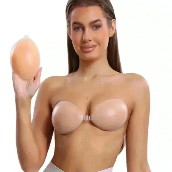 Niidor Adhesive Bra Strapless Sticky Invisible PushUp Silicone Fabric Backless B - Picture 3 of 13